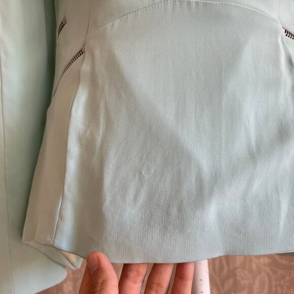 Zara Baby Blue Office Siren Open Front Drape Lapel Blazer Zipper Detail Size XS - Picture 4 of 8